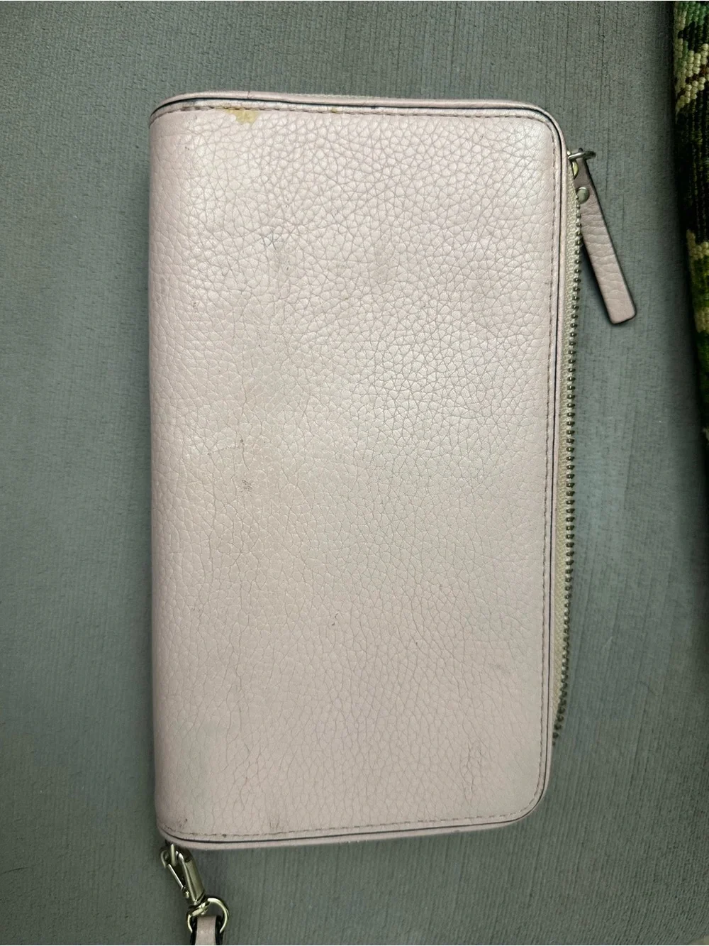 Kate Spade New York Blush Pink Pebbled Leather Zip Around Wallet WristletClassic